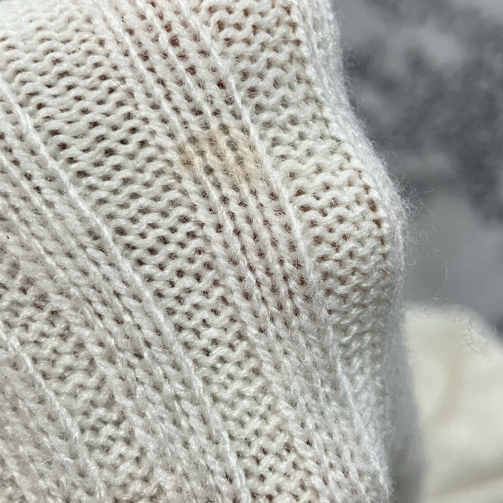 Chico's 3 Ecru Knit Open Cardigan‎ Sweater Fringe Trim Whipstitch Rib - Picture 9 of 15